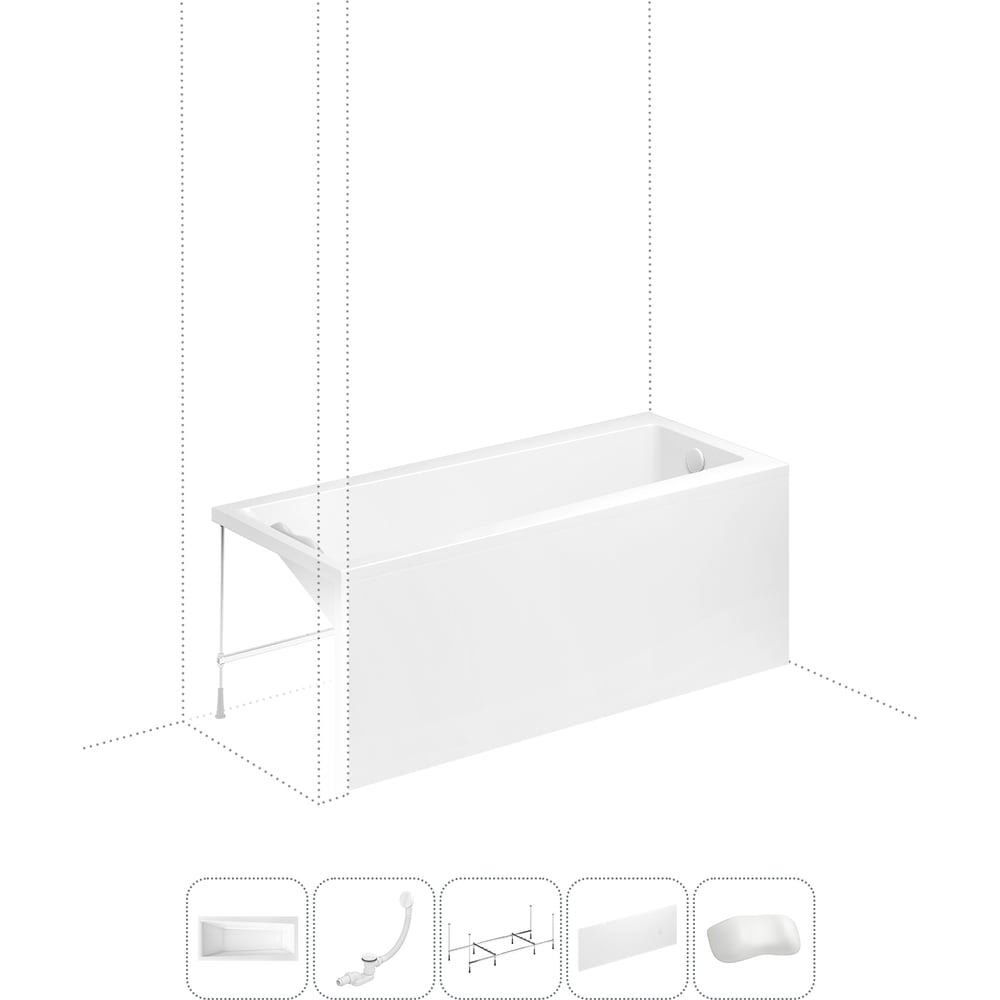 Изображение товара Акриловая ванна Lavinia Boho Rock 5 в 1 с каркасом экраном и подголовником