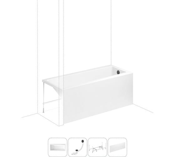 Изображение товара Акриловая ванна Lavinia Boho Rock в наборе 4 в 1: акриловая ванна, каркас, экран, слив-перелив 202011213