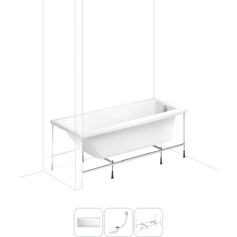 Изображение товара Акриловая ванна Lavinia Boho Rock 3 в 1 с каркасом и сливом