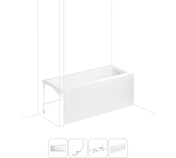 Изображение товара Акриловая ванна Lavinia Boho Rock в наборе 4 в 1: акриловая ванна, каркас, экран, слив-перелив 202011168