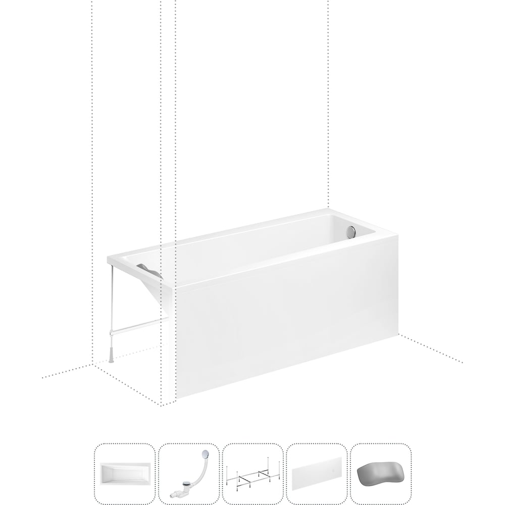 Изображение товара Акриловая ванна Lavinia Boho Rock 5 в 1 с каркасом и экраном белая