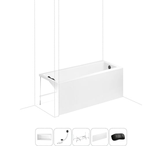 Изображение товара Акриловая ванна Lavinia Boho Rock в наборе 5 в 1: акриловая ванна, каркас, экран, слив-перелив, подголовник 202011722