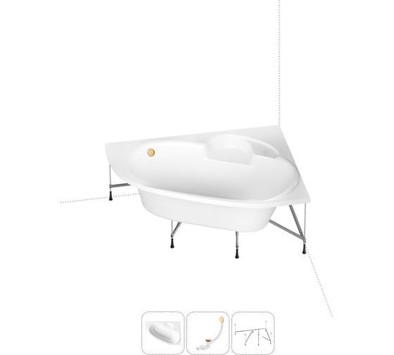 Изображение товара Акриловая ванна Lavinia Boho Bell Pro в наборе 3 в 1: акриловая ванна (правый разворот), каркас, слив-перелив 202011078
