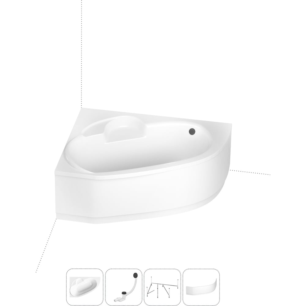 Изображение товара Акриловая ванна Lavinia Boho Bell Pro 4в1 с каркасом и экраном белая
