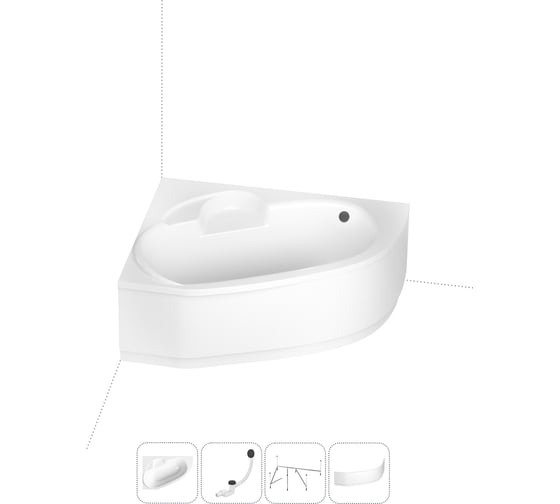 Изображение товара Акриловая ванна Lavinia Boho Bell Pro в наборе 4 в 1: акриловая ванна (левый разворот), каркас, экран, слив-перелив 202011215