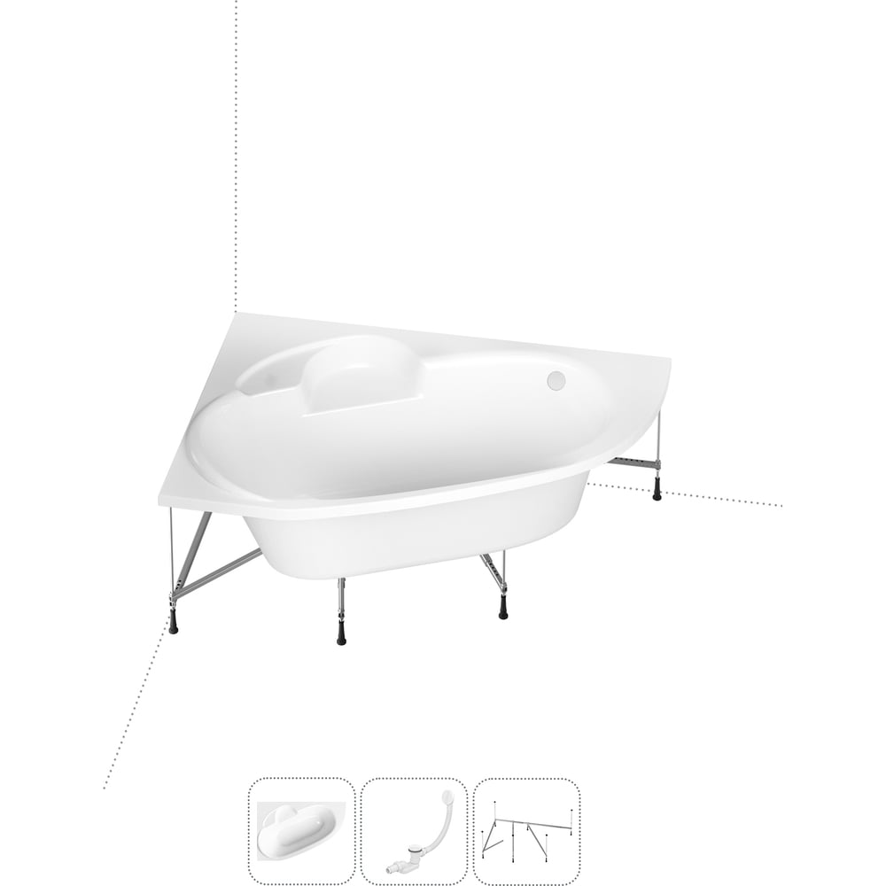 Изображение товара Акриловая ванна Lavinia Boho Bell Pro 3 в 1 с каркасом и сливом