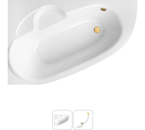 Изображение товара Акриловая ванна Lavinia Boho Bell Pro в наборе 2 в 1: акриловая ванна (левый разворот), слив-перелив 202010899