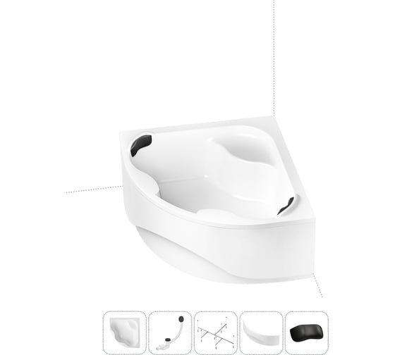 Изображение товара Акриловая ванна Lavinia Boho Aveo в наборе 5 в 1: акриловая ванна, каркас, экран, слив-перелив, подголовник 202011738