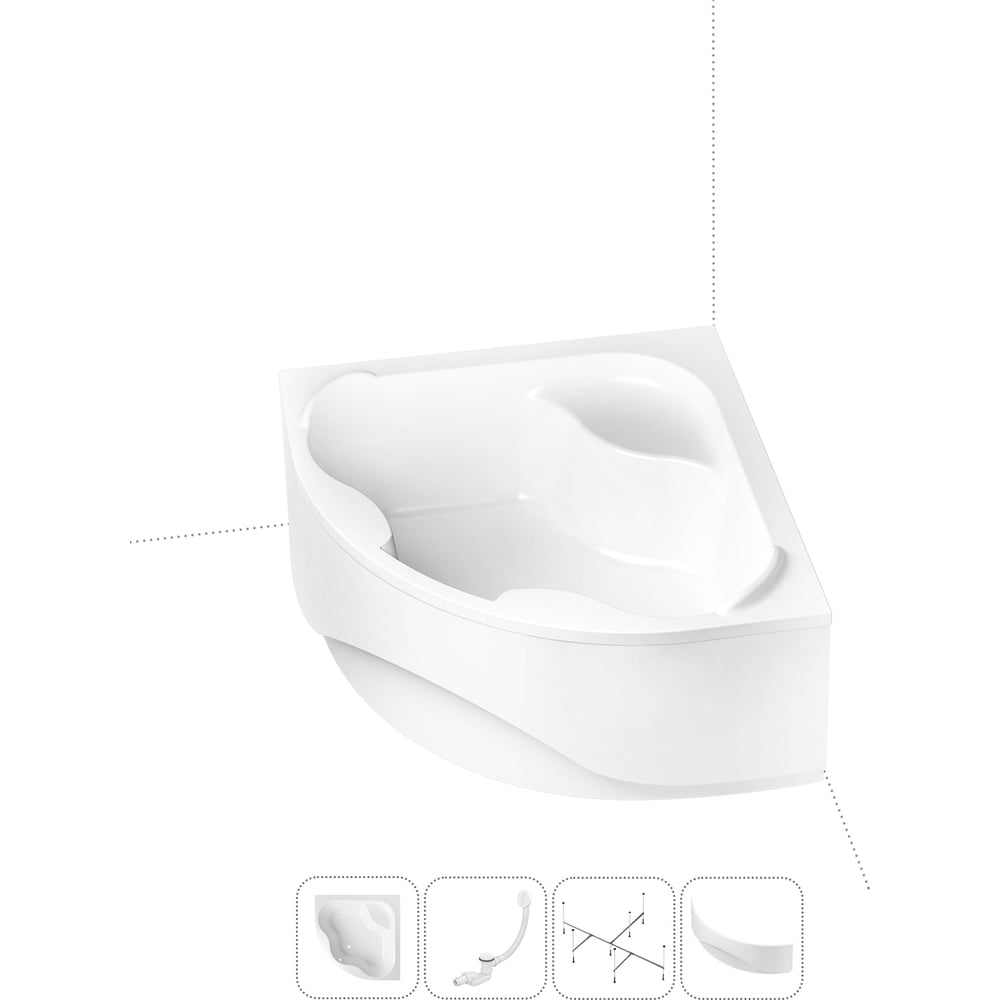 Изображение товара Акриловая ванна Lavinia Boho Aveo 4в1 угловая белая с каркасом и экраном