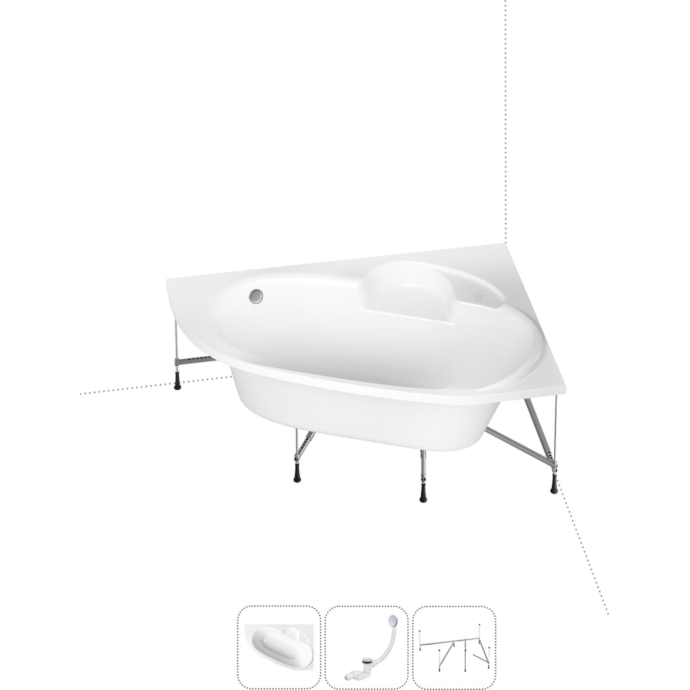 Изображение товара Акриловая ванна Lavinia Boho Bell Pro 1700 мм с каркасом и сливом