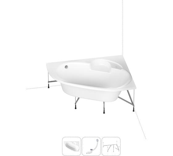 Изображение товара Акриловая ванна Lavinia Boho Bell Pro в наборе 3 в 1: акриловая ванна (правый разворот), каркас, слив-перелив 202010946