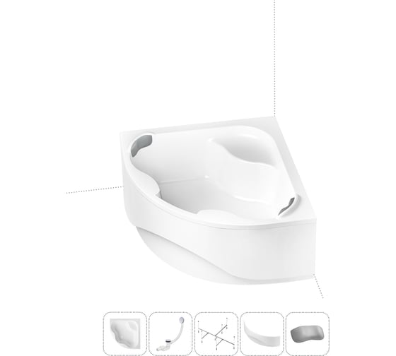 Изображение товара Акриловая ванна Lavinia Boho Aveo в наборе 5 в 1: акриловая ванна, каркас, экран, слив-перелив, подголовник 202011645