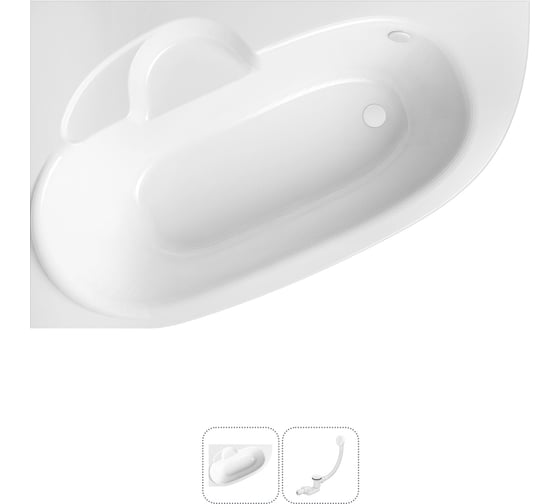 Изображение товара Акриловая ванна Lavinia Boho Bell Pro в наборе 2 в 1: акриловая ванна (левый разворот), слив-перелив 202010803