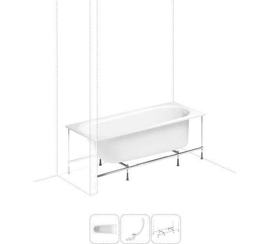 Изображение товара Акриловая ванна Lavinia Boho Biore в наборе 3 в 1: акриловая ванна, каркас, слив-перелив 202010957