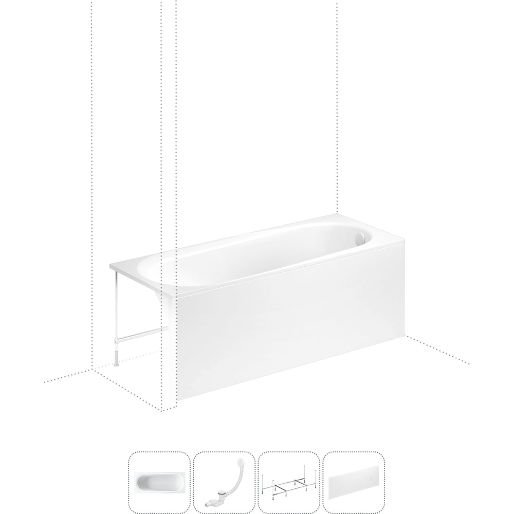 Изображение товара Акриловая ванна Lavinia Boho Biore набор 4 в 1 с каркасом и панелью белая