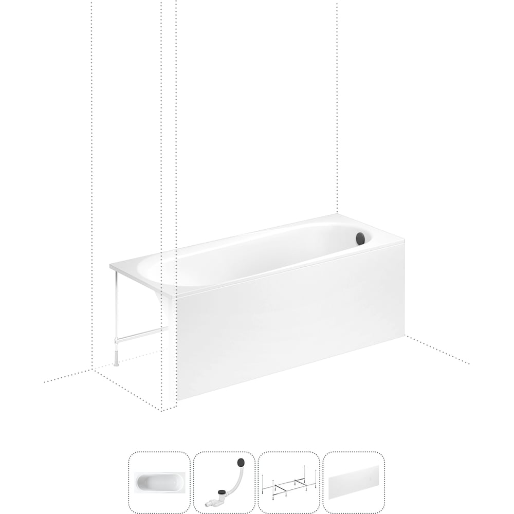 Изображение товара Акриловая ванна Lavinia Boho Biore 1700x700 мм с панелью и каркасом 4 в 1