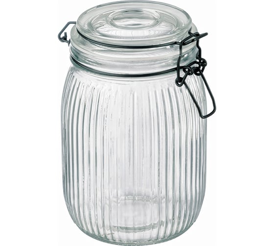 Изображение товара Банка Mallony из рельефного стекла, LA SCALA, объем 1000 мл, с бугельным цветным замком 108321