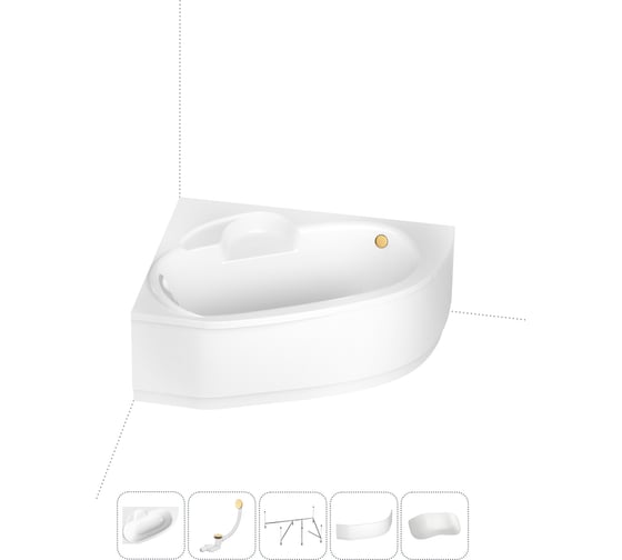 Изображение товара Акриловая ванна Lavinia Boho Bell Pro в наборе 5 в 1: акриловая ванна (левый разворот), каркас, экран, слив-перелив, подголовник 202011775