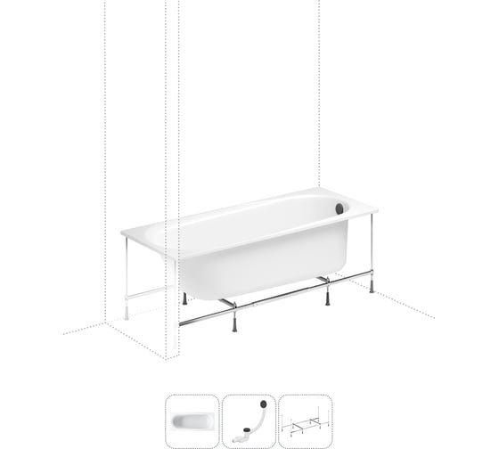 Изображение товара Акриловая ванна Lavinia Boho Biore в наборе 3 в 1: акриловая ванна, каркас, слив-перелив 202011004