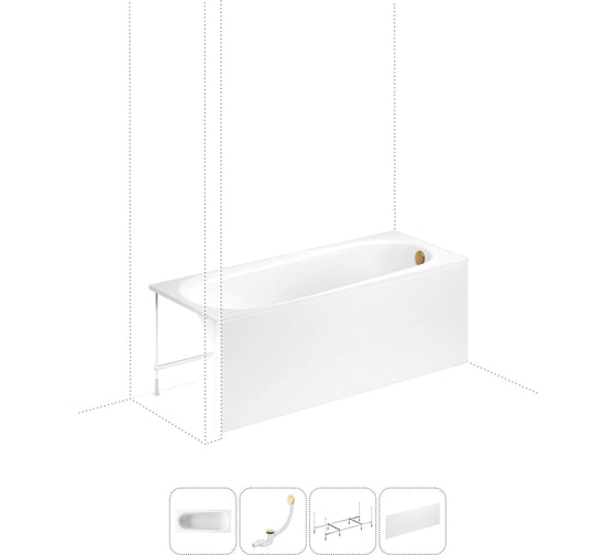 Изображение товара Акриловая ванна Lavinia Boho Biore в наборе 4 в 1: акриловая ванна, каркас, экран, слив-перелив 202011234