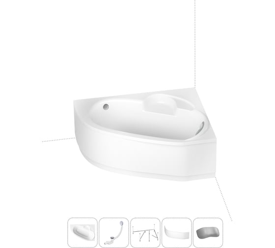 Изображение товара Акриловая ванна Lavinia Boho Bell Pro в наборе 5 в 1: акриловая ванна (правый разворот), каркас, экран, слив-перелив, подголовник 202011634