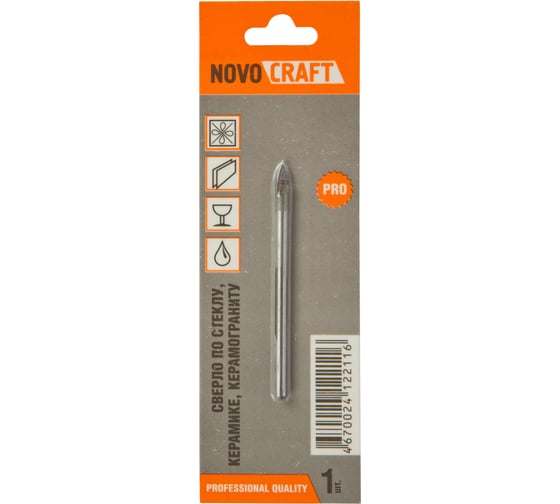Изображение товара Сверло по стеклу и керамике в блистере FLAT (3х60 мм) NOVOCRAFT GD03060