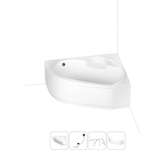 Изображение товара Акриловая ванна Lavinia Boho Bell Pro в наборе 4 в 1: акриловая ванна (правый разворот), каркас, экран, слив-перелив 202011218