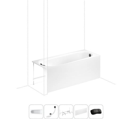 Изображение товара Акриловая ванна Lavinia Boho Biore в наборе 5 в 1: акриловая ванна, каркас, экран, слив-перелив, подголовник 202011698