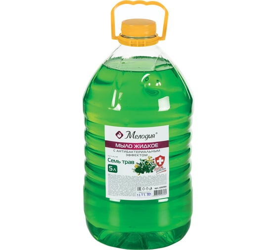 Изображение товара Жидкое мыло МЕЛОДИЯ Семь трав, с антибактериальным эффектом, 5 л, ПЭТ 606986
