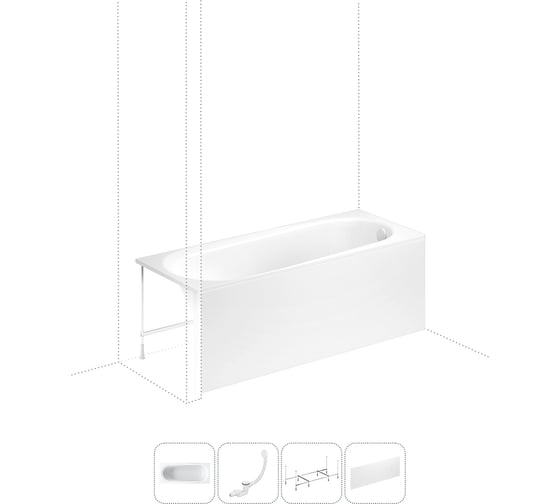 Изображение товара Акриловая ванна Lavinia Boho Biore в наборе 4 в 1: акриловая ванна, каркас, экран, слив-перелив 202011140