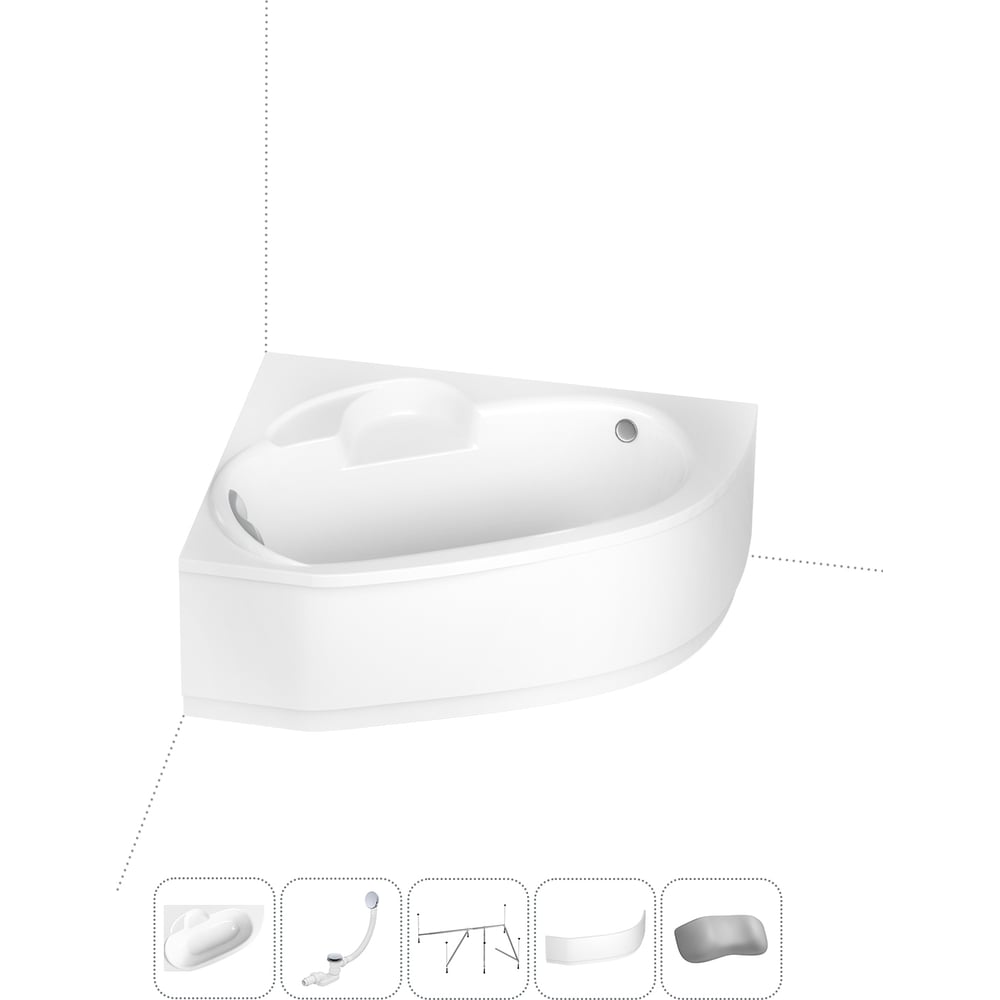 Изображение товара Акриловая ванна Lavinia Boho Bell Pro 5 в 1 с каркасом и экраном белая