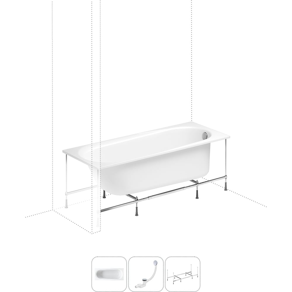 Изображение товара Акриловая ванна Lavinia Boho Biore 1500 мм с каркасом и сливом