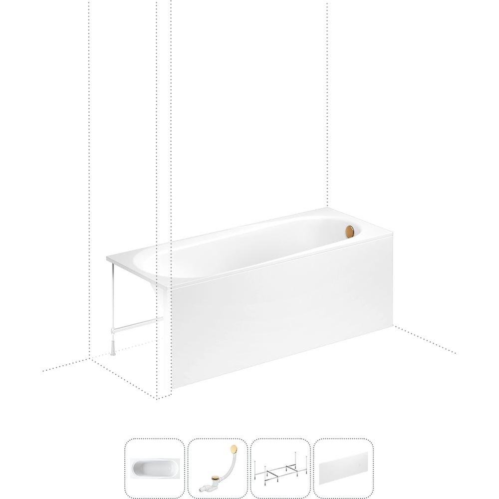 Изображение товара Акриловая ванна Lavinia Boho Biore 4 в 1 с каркасом и экраном