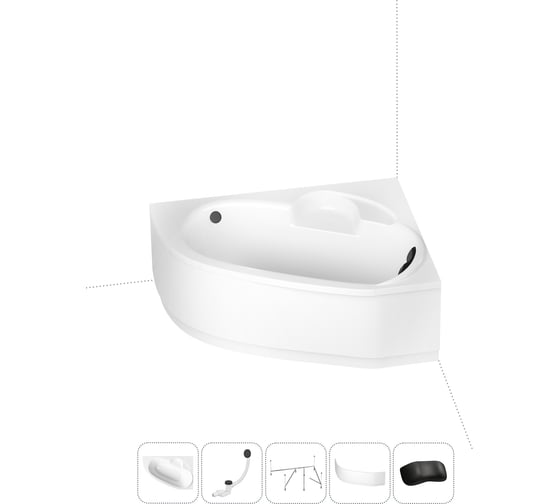 Изображение товара Акриловая ванна Lavinia Boho Bell Pro в наборе 5 в 1: акриловая ванна (правый разворот), каркас, экран, слив-перелив, подголовник 202011732