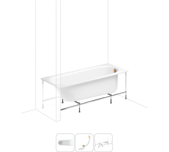 Изображение товара Акриловая ванна Lavinia Boho Biore в наборе 3 в 1: акриловая ванна, каркас, слив-перелив 202011048