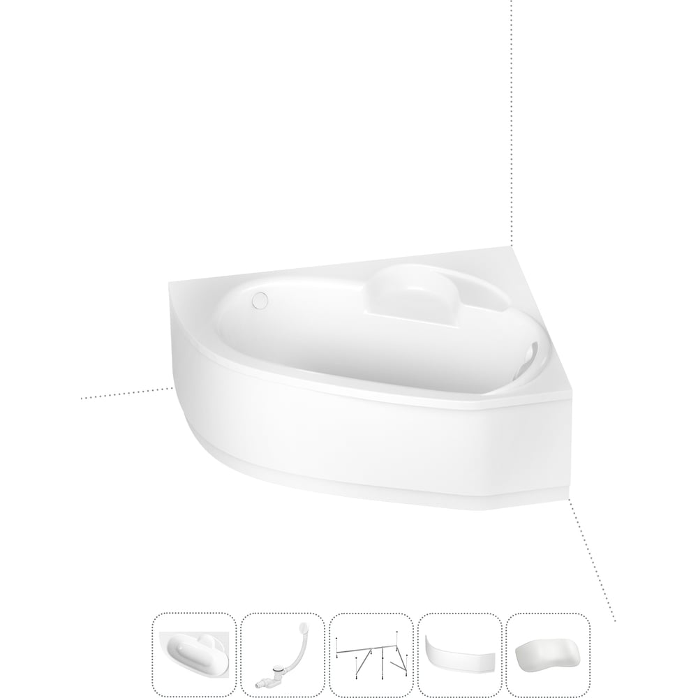 Изображение товара Акриловая ванна Lavinia Bell Pro 160 л, экран, каркас, подголовник, набор 5 в 1