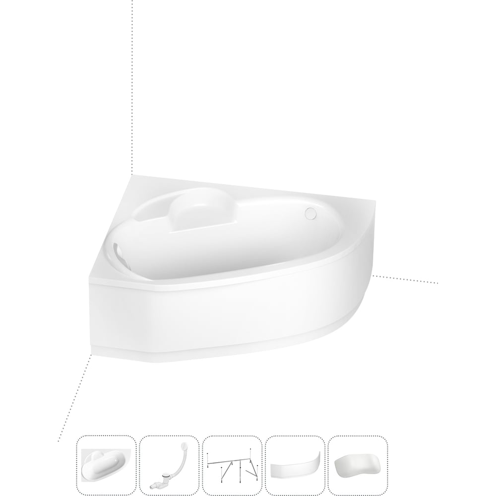 Изображение товара Акриловая ванна Lavinia Boho Bell Pro 5 в 1 с каркасом экраном и подголовником