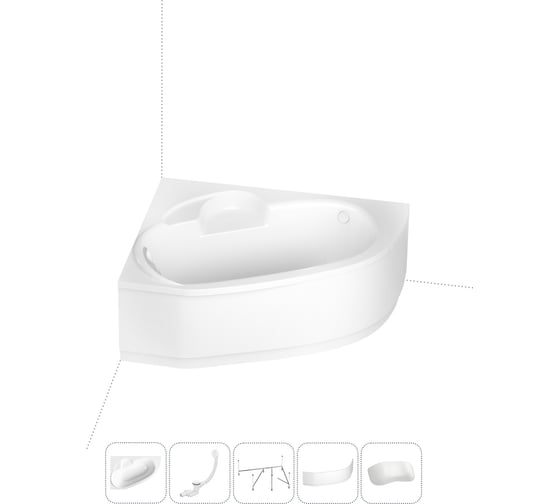 Изображение товара Акриловая ванна Lavinia Boho Bell Pro в наборе 5 в 1: акриловая ванна (левый разворот), каркас, экран, слив-перелив, подголовник 202011681