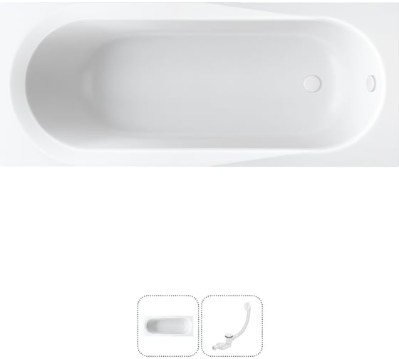 Изображение товара Акриловая ванна Lavinia Boho Biore в наборе 2 в 1: акриловая ванна, слив-перелив 202010772