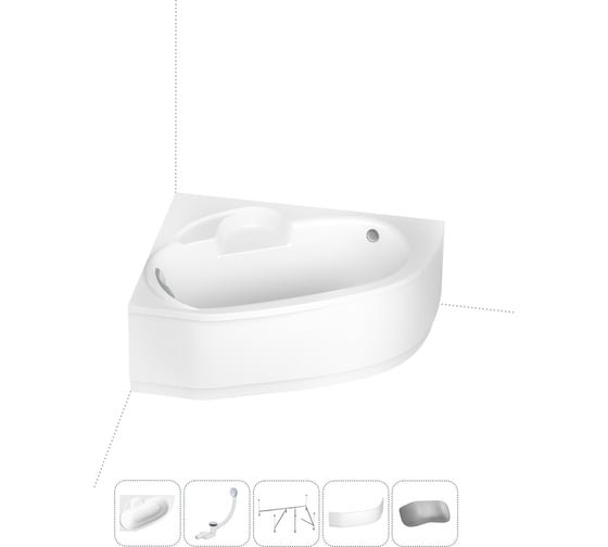 Изображение товара Акриловая ванна Lavinia Boho Bell Pro в наборе 5 в 1: акриловая ванна (левый разворот), каркас, экран, слив-перелив, подголовник 202011633