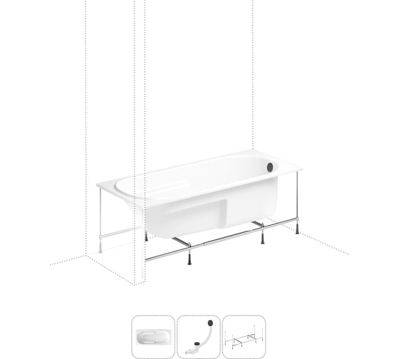 Изображение товара Акриловая ванна Lavinia Boho Bristol в наборе 3 в 1: акриловая ванна, каркас, слив-перелив 202011007