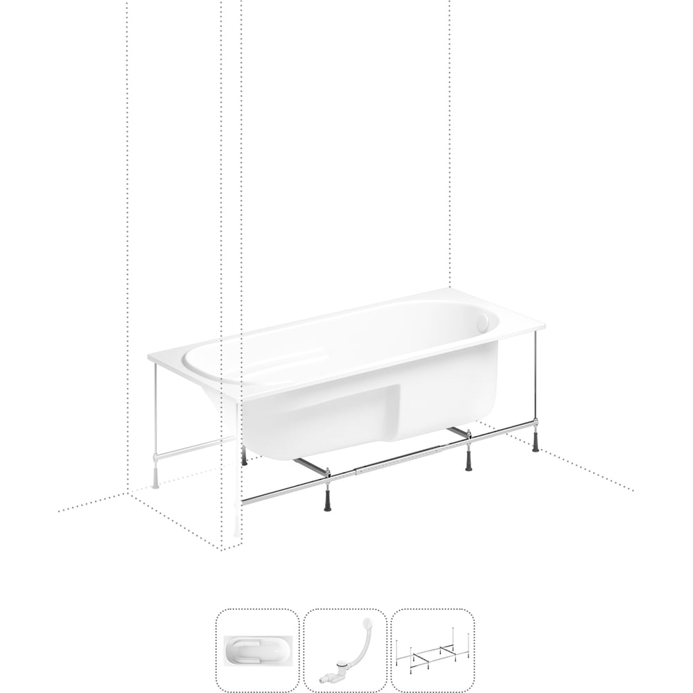 Изображение товара Акриловая ванна Lavinia Boho Bristol 3 в 1 с каркасом сливом и переливом