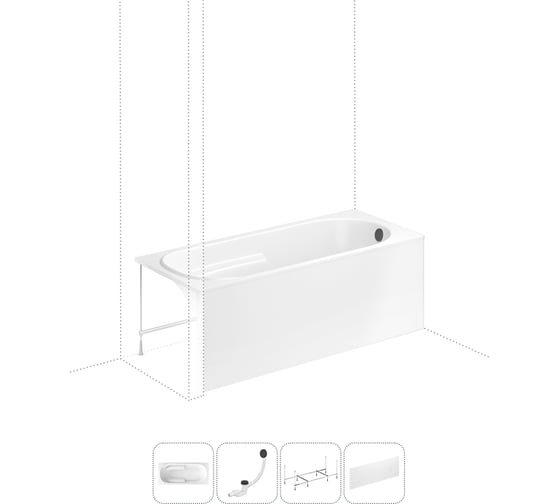 Изображение товара Акриловая ванна Lavinia Boho Bristol в наборе 4 в 1: акриловая ванна, каркас, экран, слив-перелив 202011189