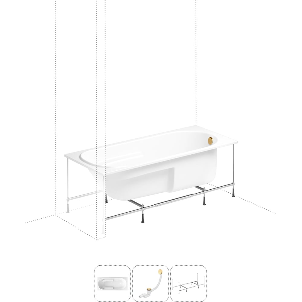 Изображение товара Акриловая ванна Lavinia Boho Bristol 3 в 1 прямоугольная встраиваемая белая