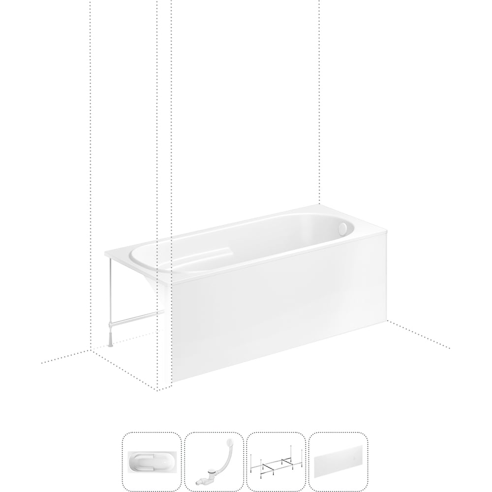 Изображение товара Акриловая ванна Lavinia Boho Bristol 4в1 прямоугольная с каркасом и экраном