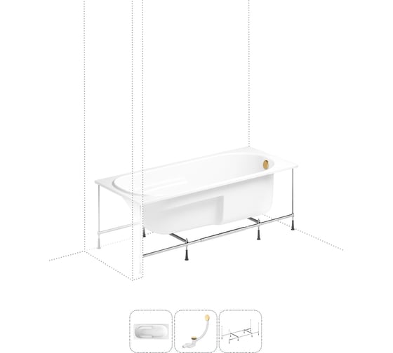 Изображение товара Акриловая ванна Lavinia Boho Bristol в наборе 3 в 1: акриловая ванна, каркас, слив-перелив 202011053