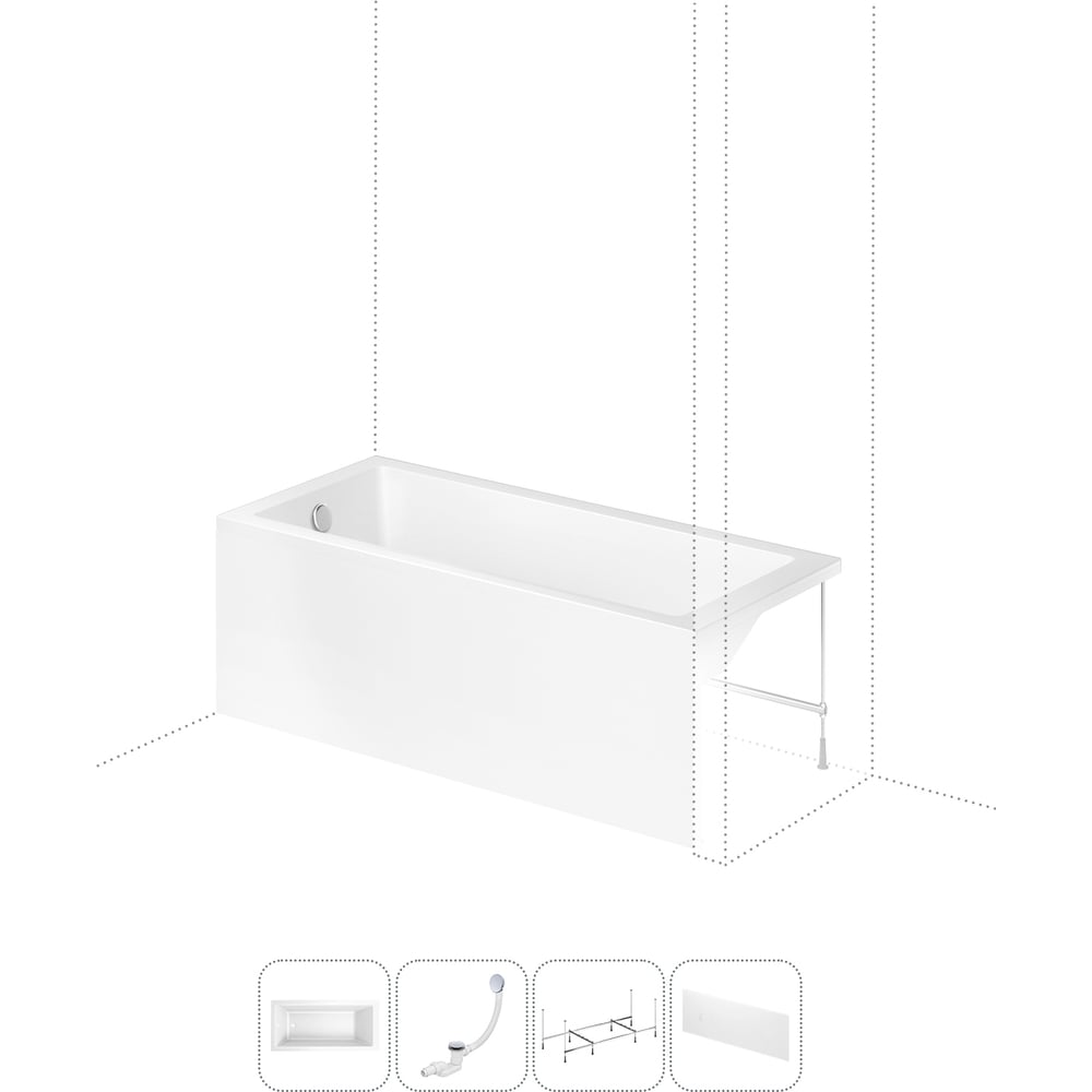 Изображение товара Акриловая ванна Lavinia Boho Catani 4 в 1 с каркасом и экраном 1600 мм