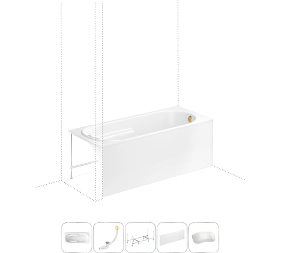 Изображение товара Акриловая ванна Lavinia Boho Bristol в наборе 5 в 1: акриловая ванна, каркас, экран, слив-перелив, подголовник 202011745