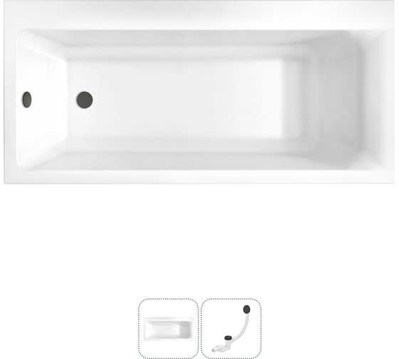 Изображение товара Акриловая ванна Lavinia Boho Catani в наборе 2 в 1: акриловая ванна (левый разворот), слив-перелив 202010824