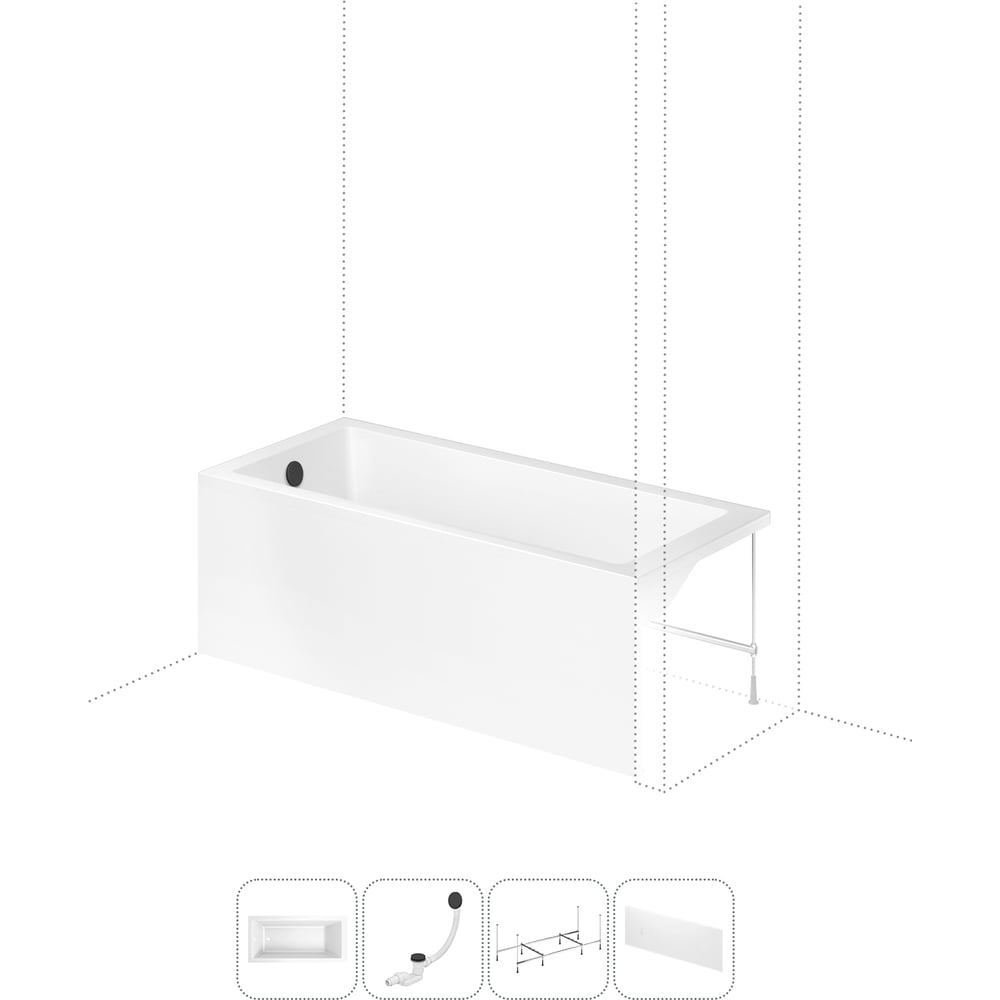 Изображение товара Акриловая ванна Lavinia Boho Catani 4 в 1 прямоугольная белая